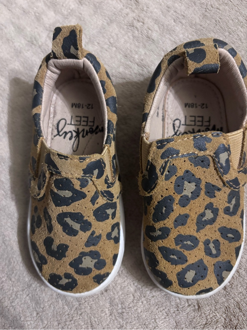 2 Pair-Monkey Feet Slip-On Shoes- Leopard and Donut Designs- EUC